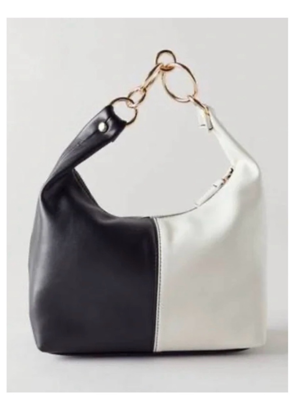 Urban outfitters Two-Tone Black and White Shoulder Bag with Gold Ring Detail